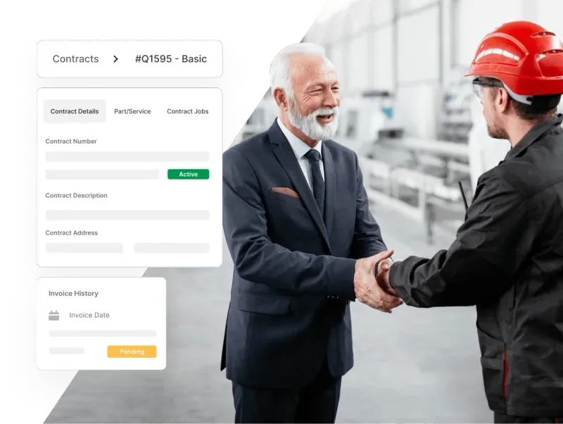 Contract management dashboard showing active service agreements