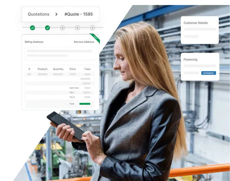 Estimating software dashboard showing job quotes and approval status