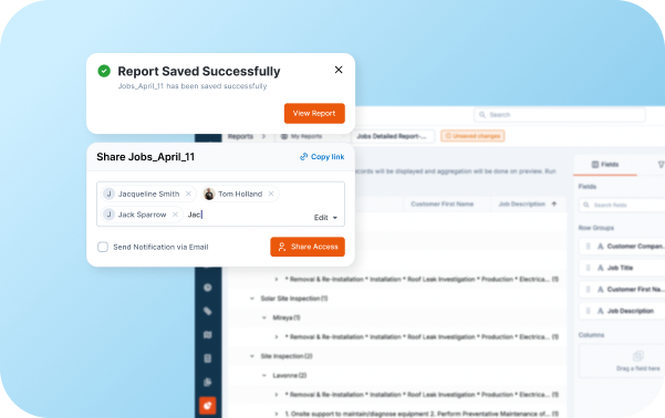 Custom report builder interface