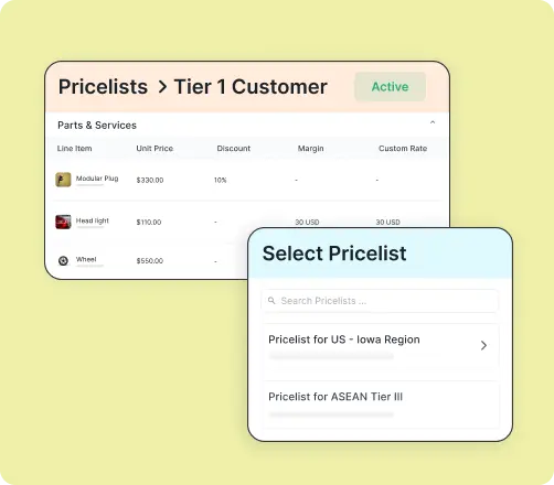 Transfer history log showing a timeline of inventory movements with technician and location details