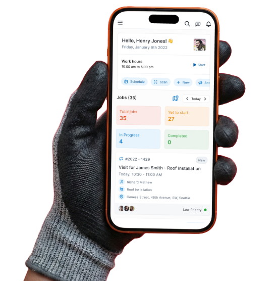 Phone showing roof inspection transcription interface
