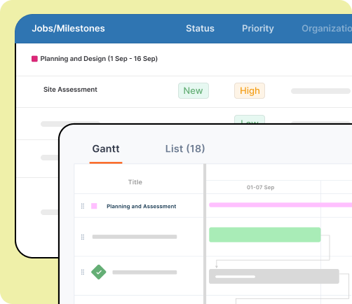 Gantt and list view for project tracking