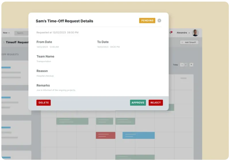 Timesheet approval workflow dashboard showing pending and approved entries